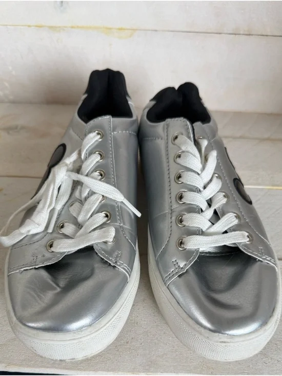 Disney Silver Sneakers with Black Mickey Silhouette - Picture 3 of 6
